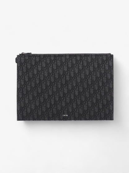 Christian Dior A4 Pouch Black Oblique Canvas
