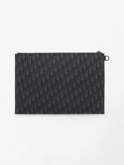 Christian Dior A4 Pouch Black Oblique Canvas