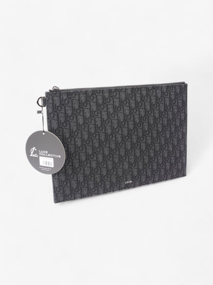 Christian Dior A4 Pouch Black Oblique Canvas