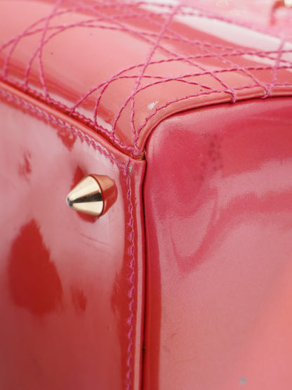 Christian Dior Lady Dior Pink Patent Leather Medium