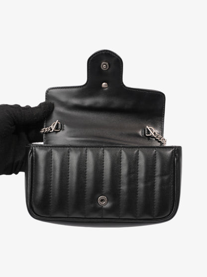 Gucci GG Marmont Black Matelasse Leather Super Mini