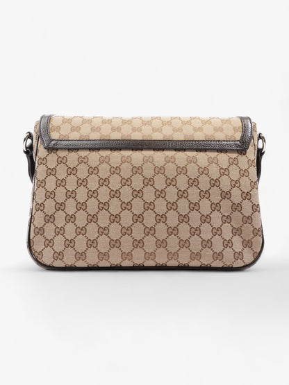 Gucci GG Flap Messenger Bag  Beige Canvas