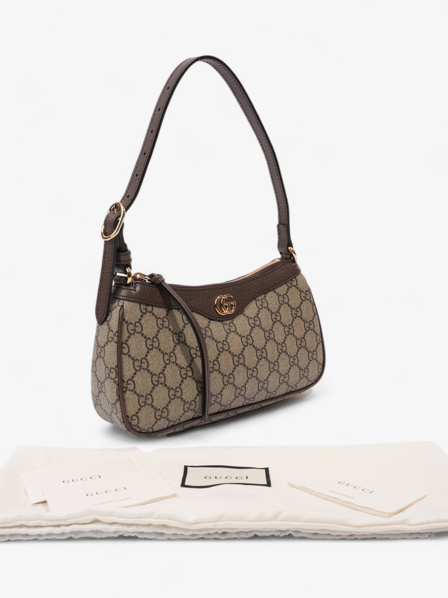 Gucci Ophidia Beige And Ebony GG Supreme Coated Canvas Small