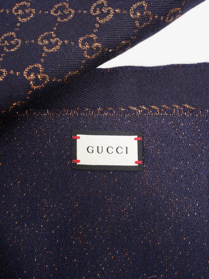 Gucci GG Scarf Navy / Bronze Wool