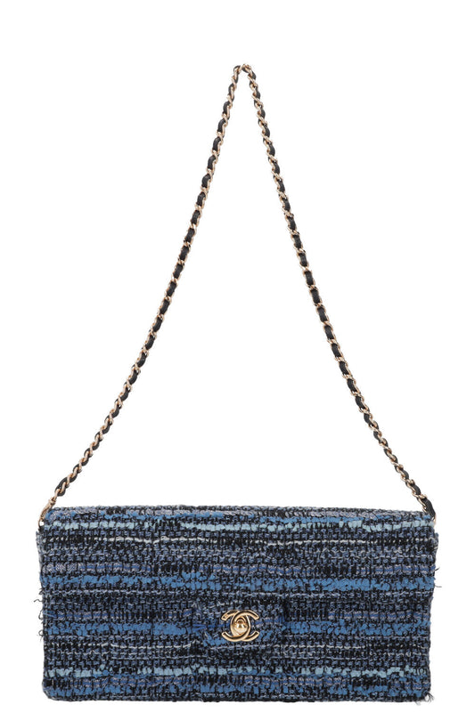 CHANEL Chocolate Bar Tweed Handbag Blue