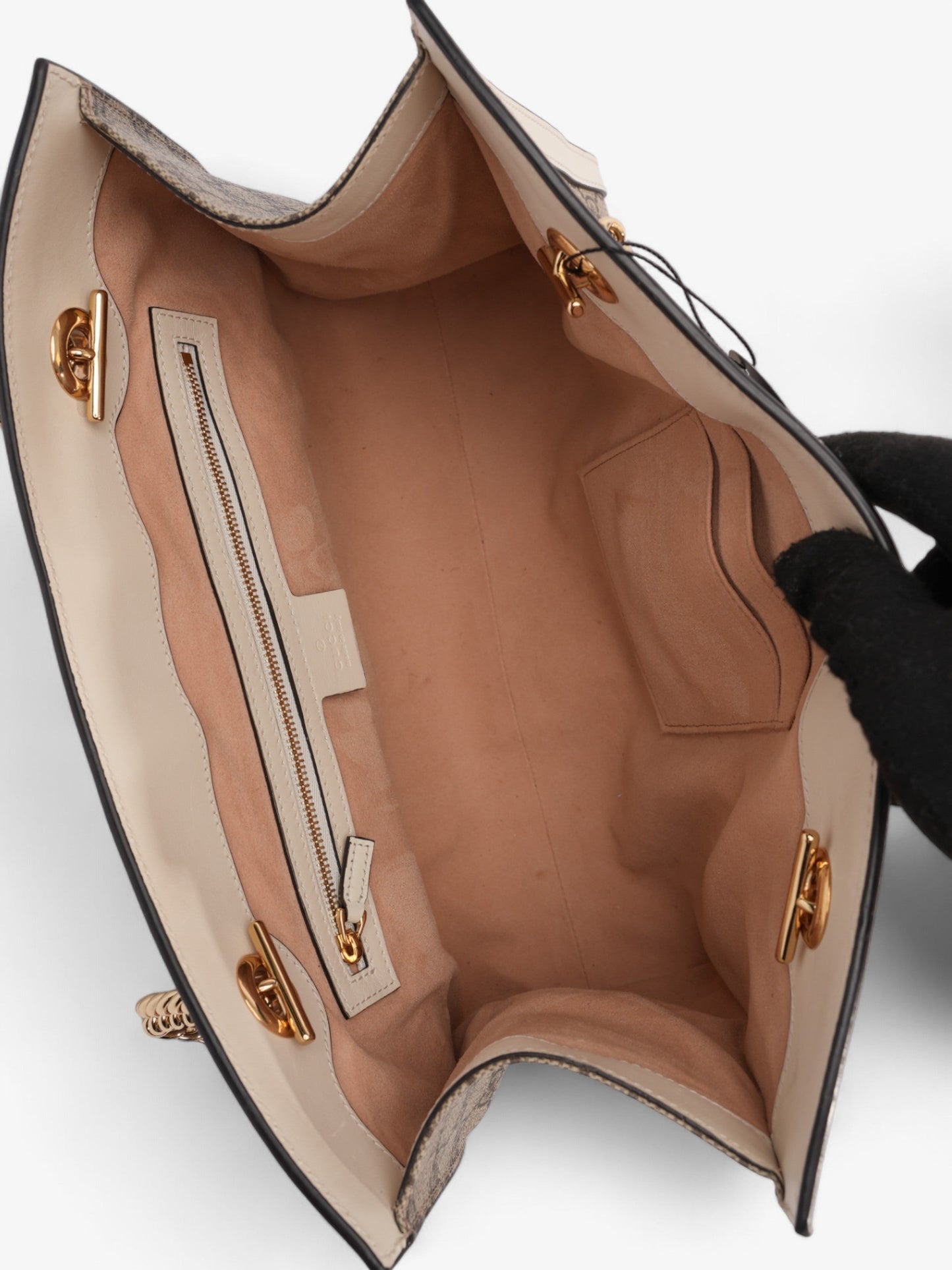 Gucci Padlock Beige And Ebony GG Supreme / Cream Coated Canvas Small