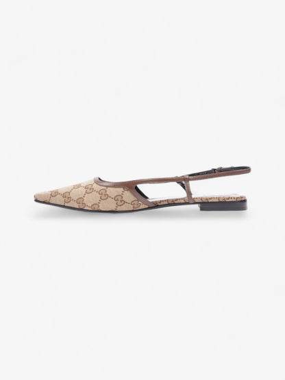 Gucci GG Slingback Pumps Beige  / Brown Canvas EU 41 UK 8.5