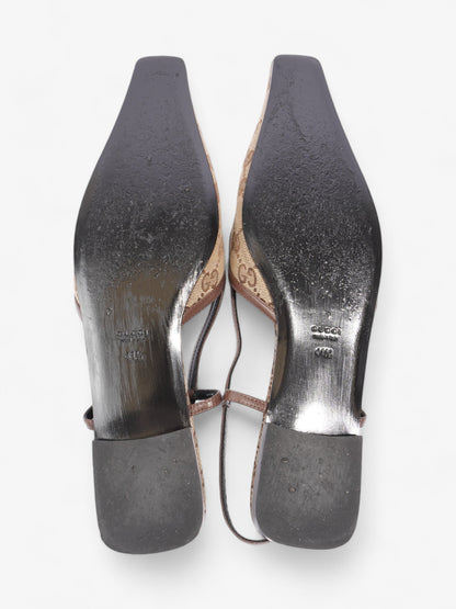 Gucci GG Slingback Pumps Beige  / Brown Canvas EU 41 UK 8.5