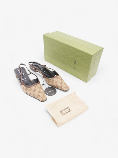 Gucci GG Slingback Pumps Beige  / Brown Canvas EU 41 UK 8.5