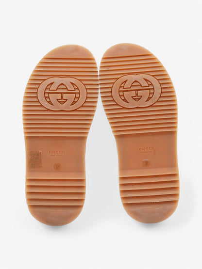 Gucci GG Platform Slides Beige  / Maroon Canvas EU 37 UK 4
