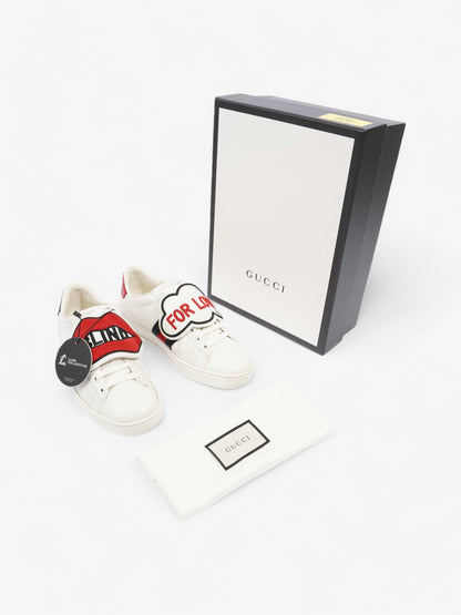 Gucci Ace 'Blind For Love" White / Red / Navy Leather EU 36.5 UK 3.5