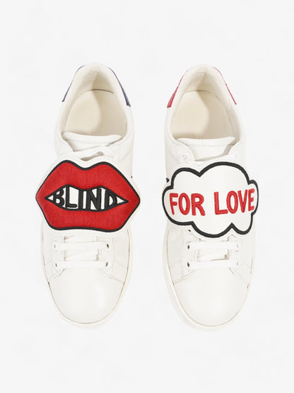 Gucci Ace 'Blind For Love" White / Red / Navy Leather EU 36.5 UK 3.5