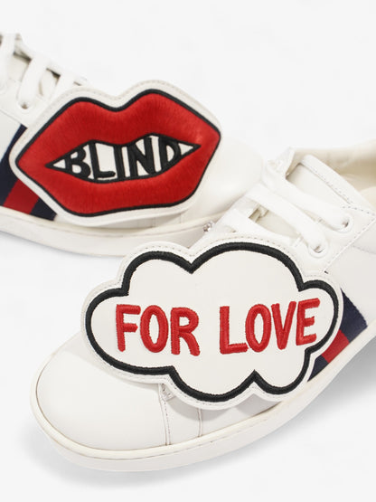 Gucci Ace 'Blind For Love" White / Red / Navy Leather EU 36.5 UK 3.5