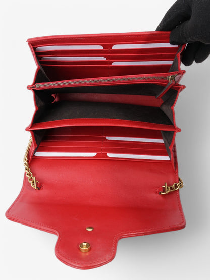 Gucci GG Marmont Chain Wallet Red Calfskin Leather 58