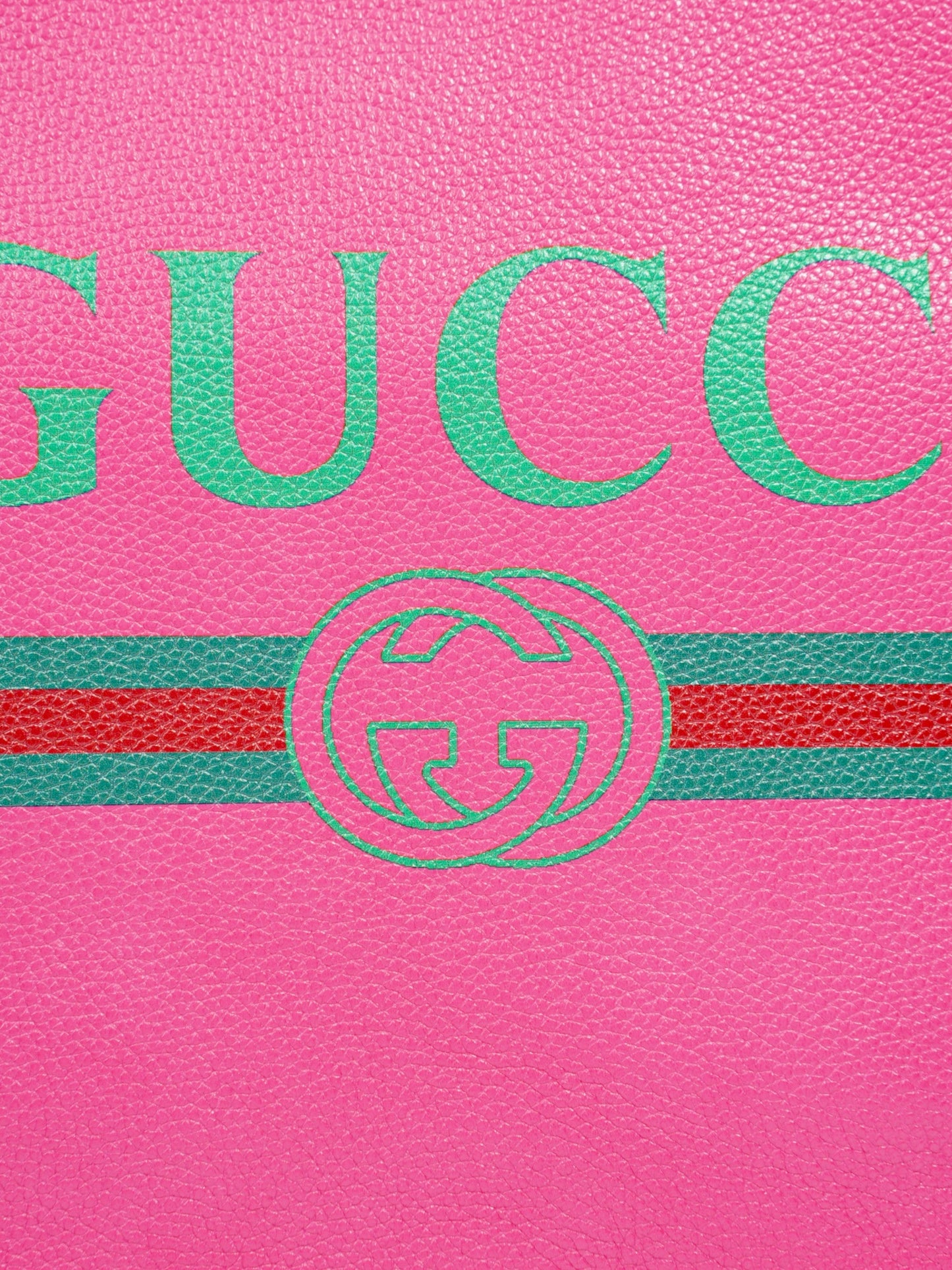 Gucci Vintage Logo Clutch Neon Pink / Green / Red Grained Leather
