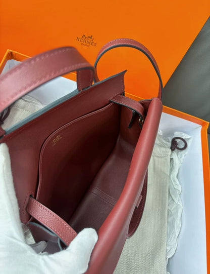 Pre-owned Halzan 25 57 Bordeaux Evercolor Leather Golden Hw, 2020 (Y Stamp), Full Set