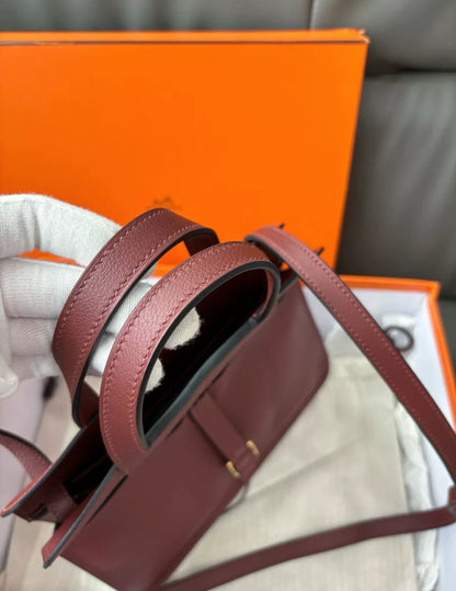 Pre-owned Halzan 25 57 Bordeaux Evercolor Leather Golden Hw, 2020 (Y Stamp), Full Set