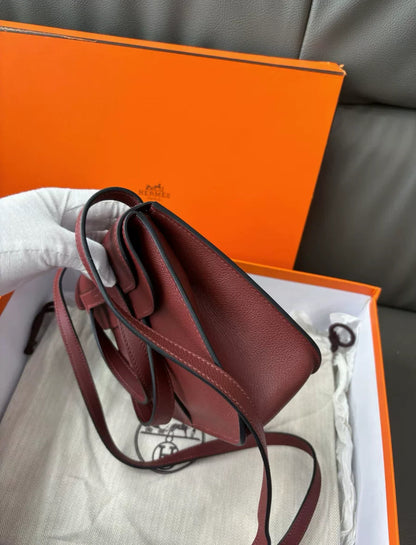 Pre-owned Halzan 25 57 Bordeaux Evercolor Leather Golden Hw, 2020 (Y Stamp), Full Set