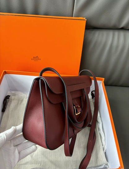 Pre-owned Halzan 25 57 Bordeaux Evercolor Leather Golden Hw, 2020 (Y Stamp), Full Set