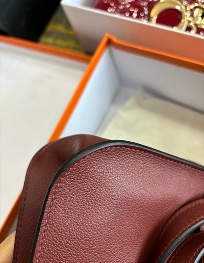 Pre-owned Halzan 25 57 Bordeaux Evercolor Leather Golden Hw, 2020 (Y Stamp), Full Set