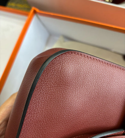 Pre-owned Halzan 25 57 Bordeaux Evercolor Leather Golden Hw, 2020 (Y Stamp), Full Set