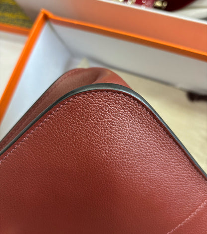 Pre-owned Halzan 25 57 Bordeaux Evercolor Leather Golden Hw, 2020 (Y Stamp), Full Set