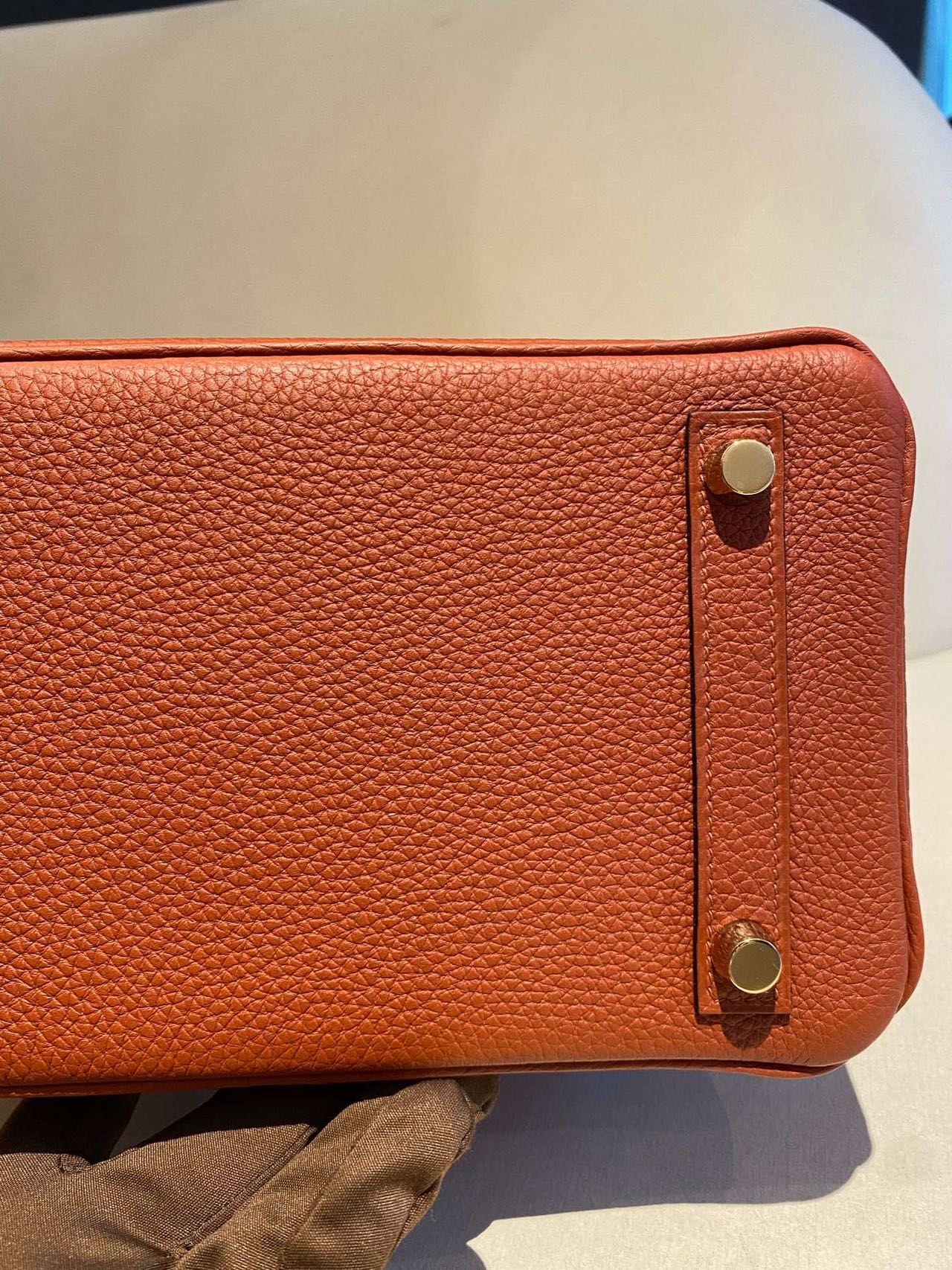 Pre-owned Certified Hermes Birkin 25 Cuivre 6C Togo Leather Golden Hw, 2016 (X), w/ lock & key, dust bag