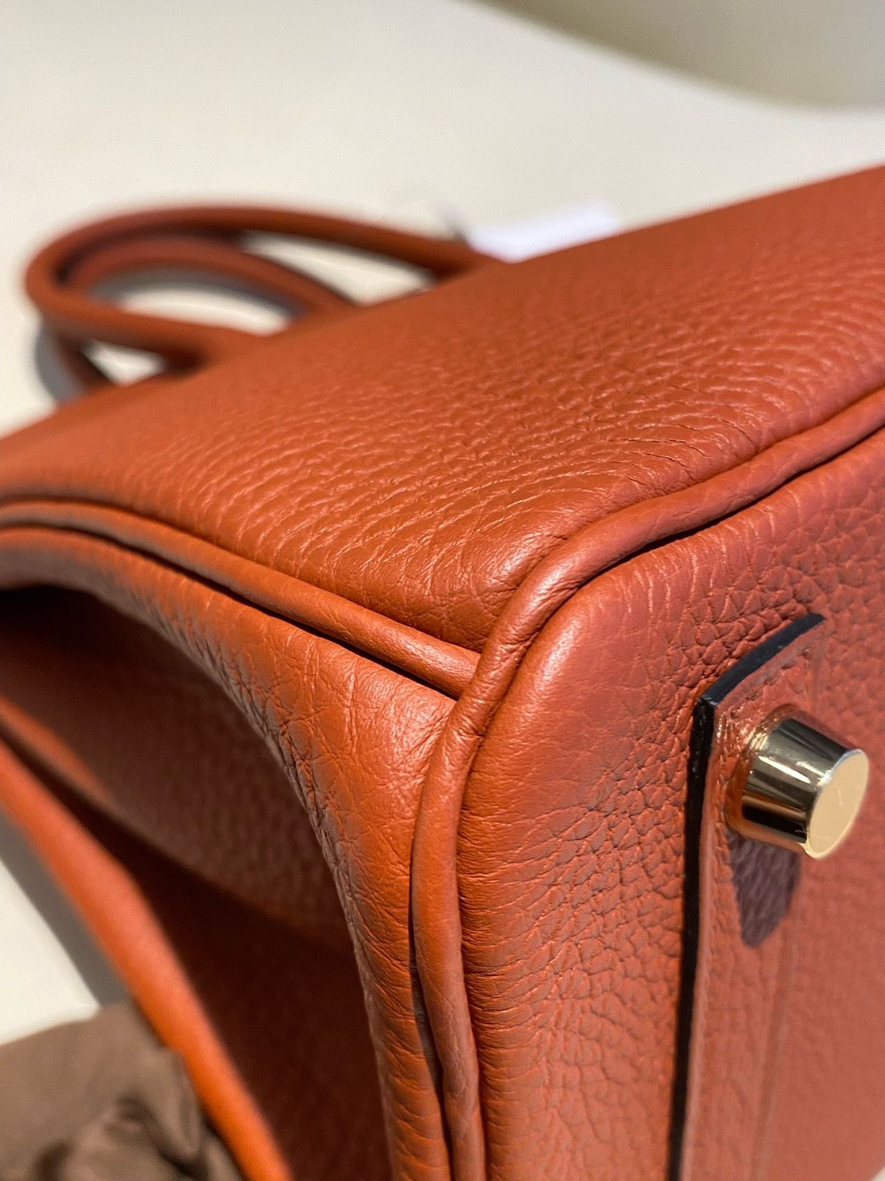 Pre-owned Certified Hermes Birkin 25 Cuivre 6C Togo Leather Golden Hw, 2016 (X), w/ lock & key, dust bag