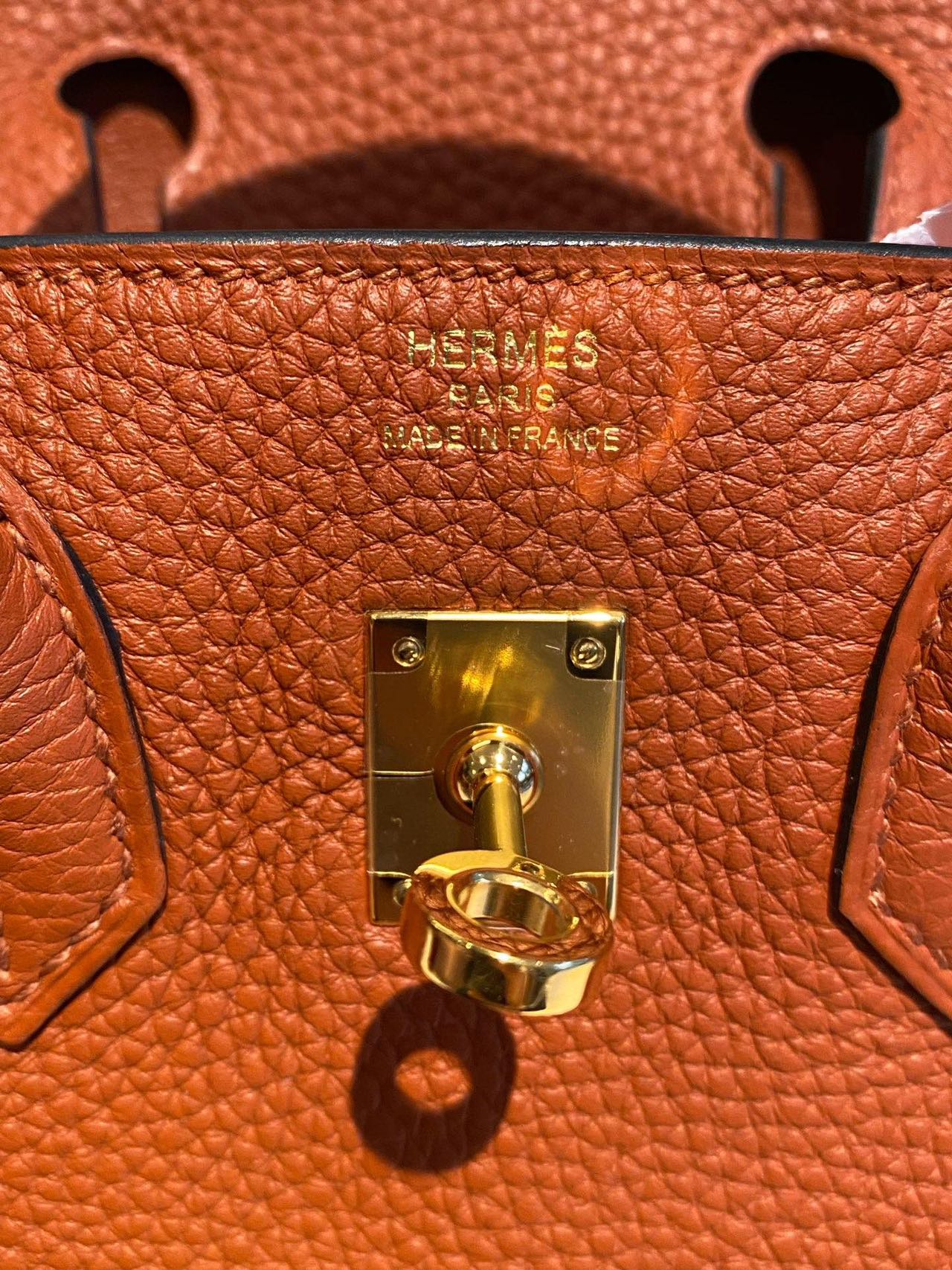 Pre-owned Certified Hermes Birkin 25 Cuivre 6C Togo Leather Golden Hw, 2016 (X), w/ lock & key, dust bag