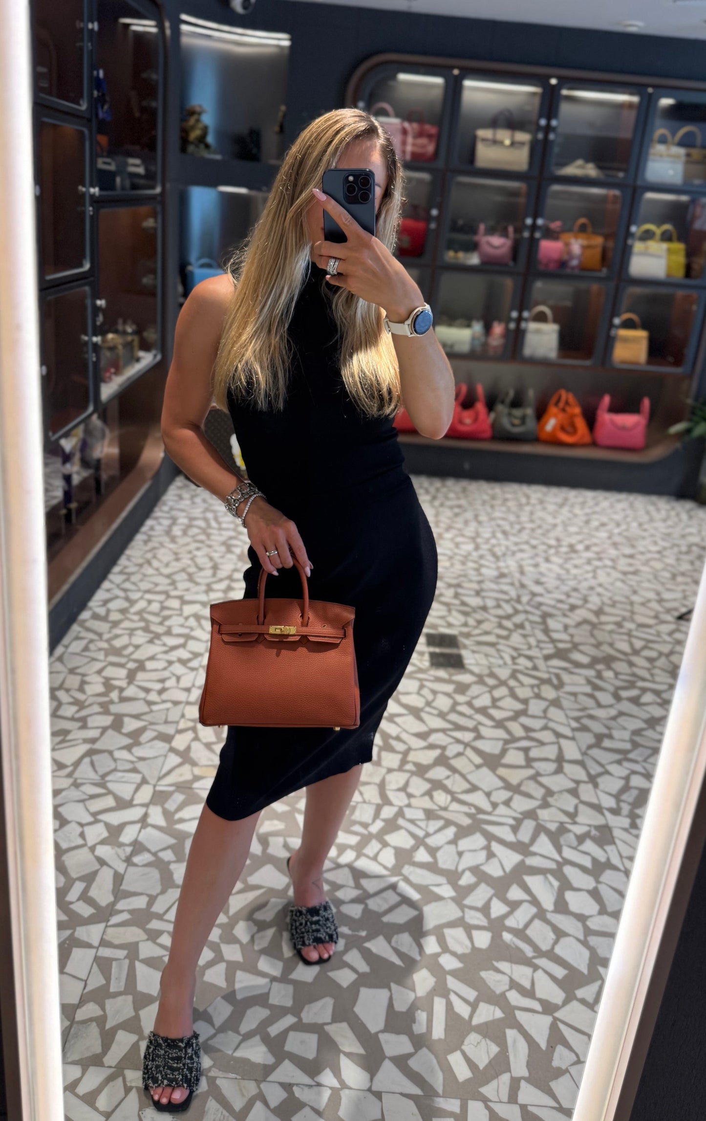 Pre-owned Certified Hermes Birkin 25 Cuivre 6C Togo Leather Golden Hw, 2016 (X), w/ lock & key, dust bag