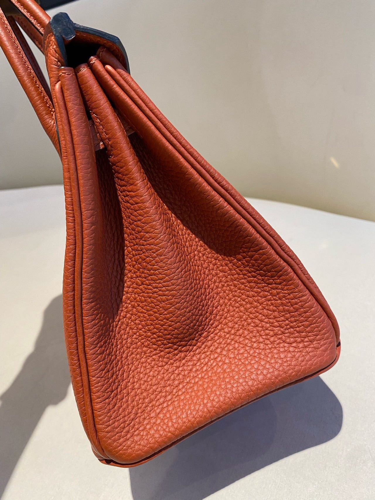 Pre-owned Certified Hermes Birkin 25 Cuivre 6C Togo Leather Golden Hw, 2016 (X), w/ lock & key, dust bag