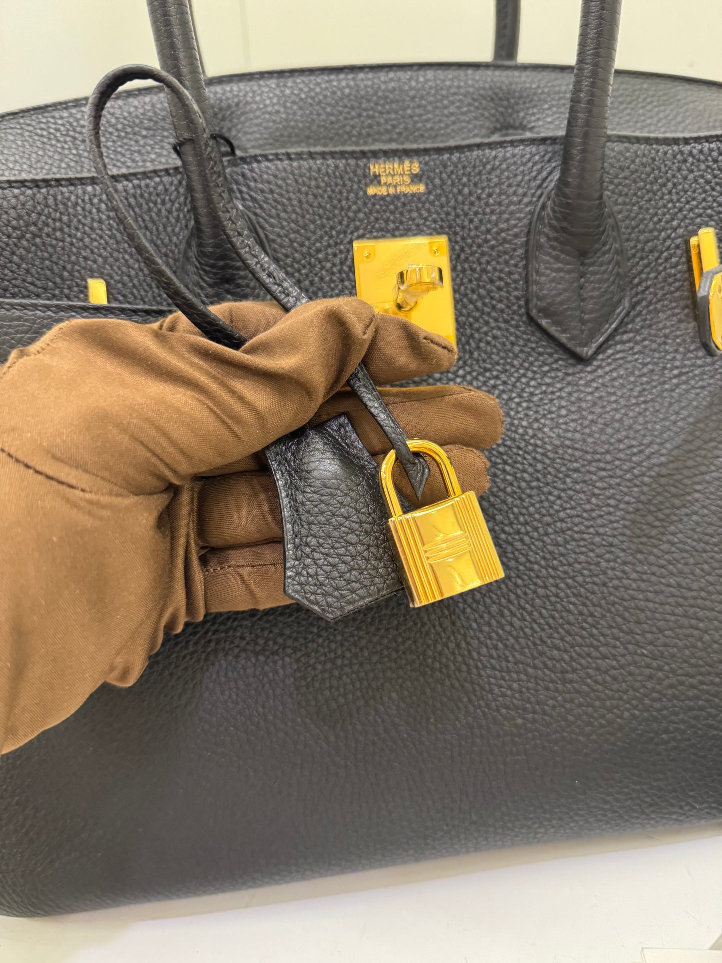 Pre-owned Hermes Birkin 30 Black Togo Golden Hw, 2012, w/ lock&key with clochette, dust bag