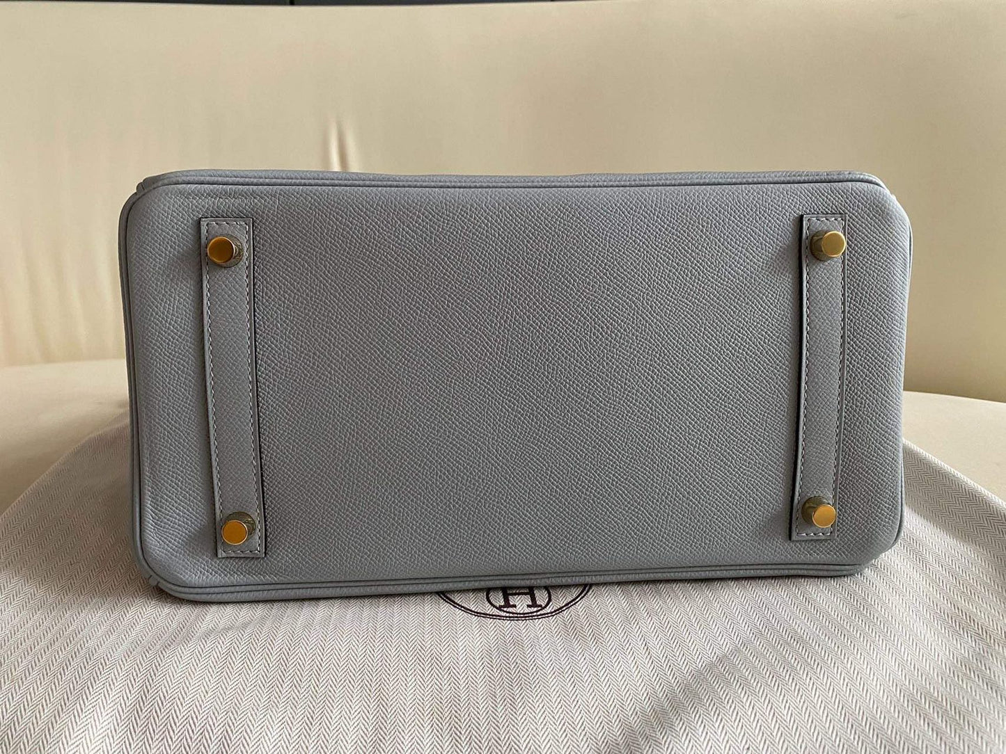 Pre-owned Certified Hermes Birkin 30 Bleu Glacier 8U Epsom Leather Golden Hardware, 2016 (X), w/ Full Set - box, dust bag, lock&key 