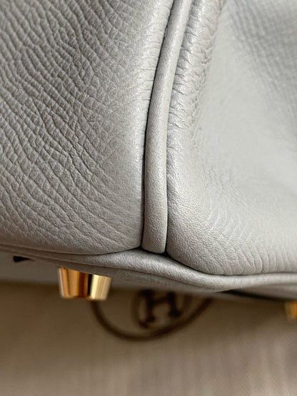 Pre-owned Certified Hermes Birkin 30 Bleu Glacier 8U Epsom Leather Golden Hardware, 2016 (X), w/ Full Set - box, dust bag, lock&key 