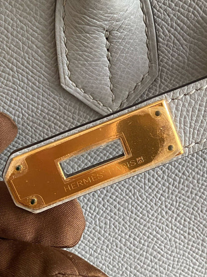 Pre-owned Certified Hermes Birkin 30 Bleu Glacier 8U Epsom Leather Golden Hardware, 2016 (X), w/ Full Set - box, dust bag, lock&key 