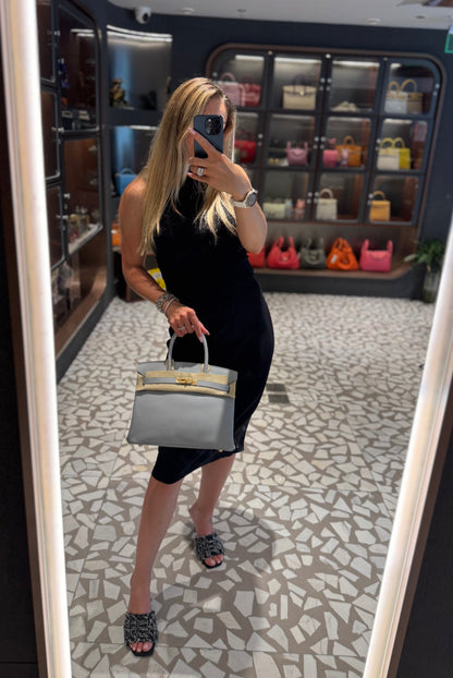 Pre-owned Certified Hermes Birkin 30 Bleu Glacier 8U Epsom Leather Golden Hardware, 2016 (X), w/ Full Set - box, dust bag, lock&key 