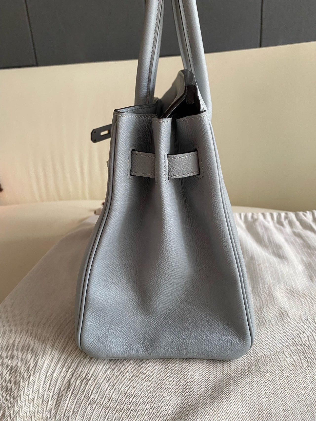 Pre-owned Certified Hermes Birkin 30 Bleu Glacier 8U Epsom Leather Golden Hardware, 2016 (X), w/ Full Set - box, dust bag, lock&key 