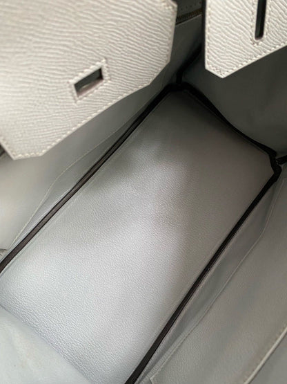 Pre-owned Certified Hermes Birkin 30 Bleu Glacier 8U Epsom Leather Golden Hardware, 2016 (X), w/ Full Set - box, dust bag, lock&key 