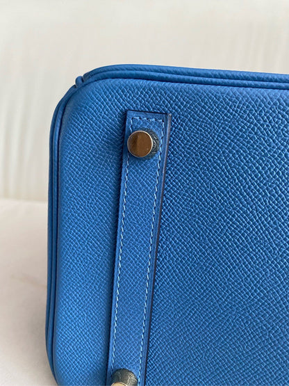 Pre-owned Certified Hermes Birkin 30 Blue Brighton 7e Epsom Leather with Golden Hardware, 2019 (D), with dust bag, lock&key 
