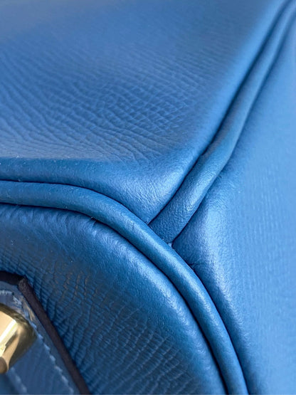 Pre-owned Certified Hermes Birkin 30 Blue Brighton 7e Epsom Leather with Golden Hardware, 2019 (D), with dust bag, lock&key 