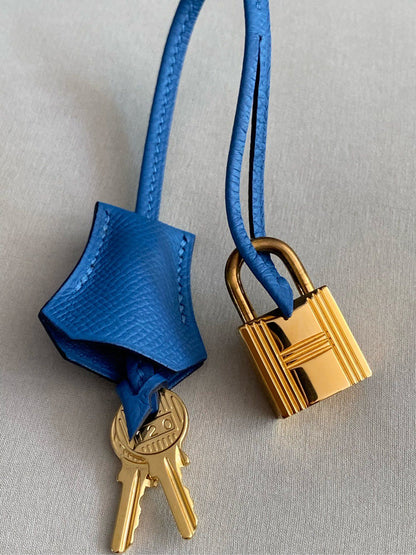 Pre-owned Certified Hermes Birkin 30 Blue Brighton 7e Epsom Leather with Golden Hardware, 2019 (D), with dust bag, lock&key 