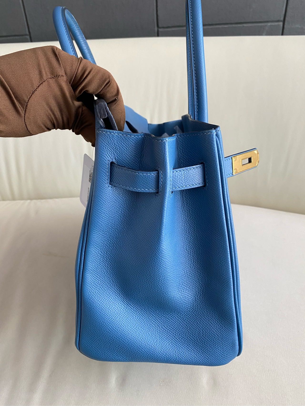 Pre-owned Certified Hermes Birkin 30 Blue Brighton 7e Epsom Leather with Golden Hardware, 2019 (D), with dust bag, lock&key 