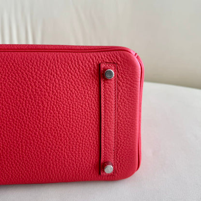 Pre-owned Certified Hermes Birkin 30 Rouge Pivoine 2R Togo Silver Hardware, 2015 (T), w/ Dust bag, lock&key