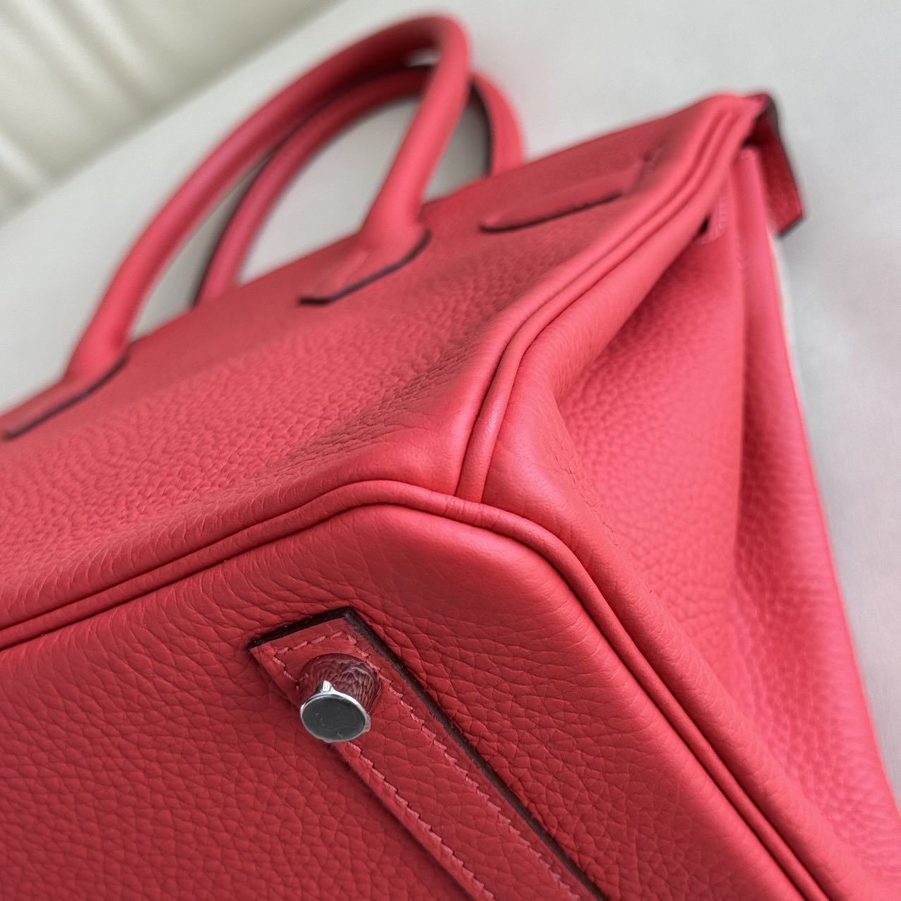 Pre-owned Certified Hermes Birkin 30 Rouge Pivoine 2R Togo Silver Hardware, 2015 (T), w/ Dust bag, lock&key