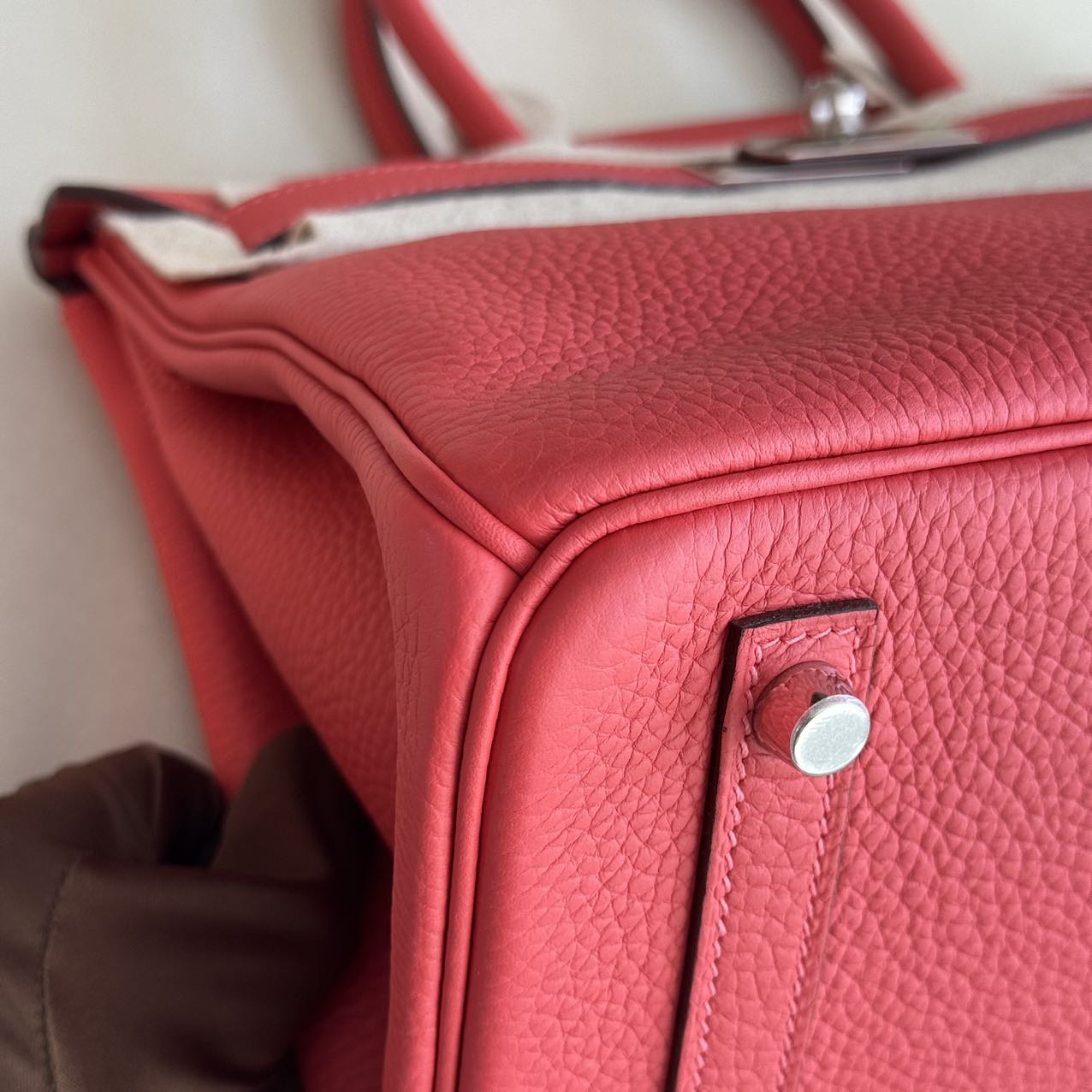 Pre-owned Certified Hermes Birkin 30 Rouge Pivoine 2R Togo Silver Hardware, 2015 (T), w/ Dust bag, lock&key