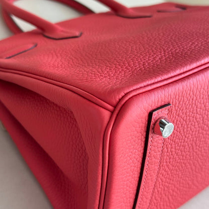 Pre-owned Certified Hermes Birkin 30 Rouge Pivoine 2R Togo Silver Hardware, 2015 (T), w/ Dust bag, lock&key