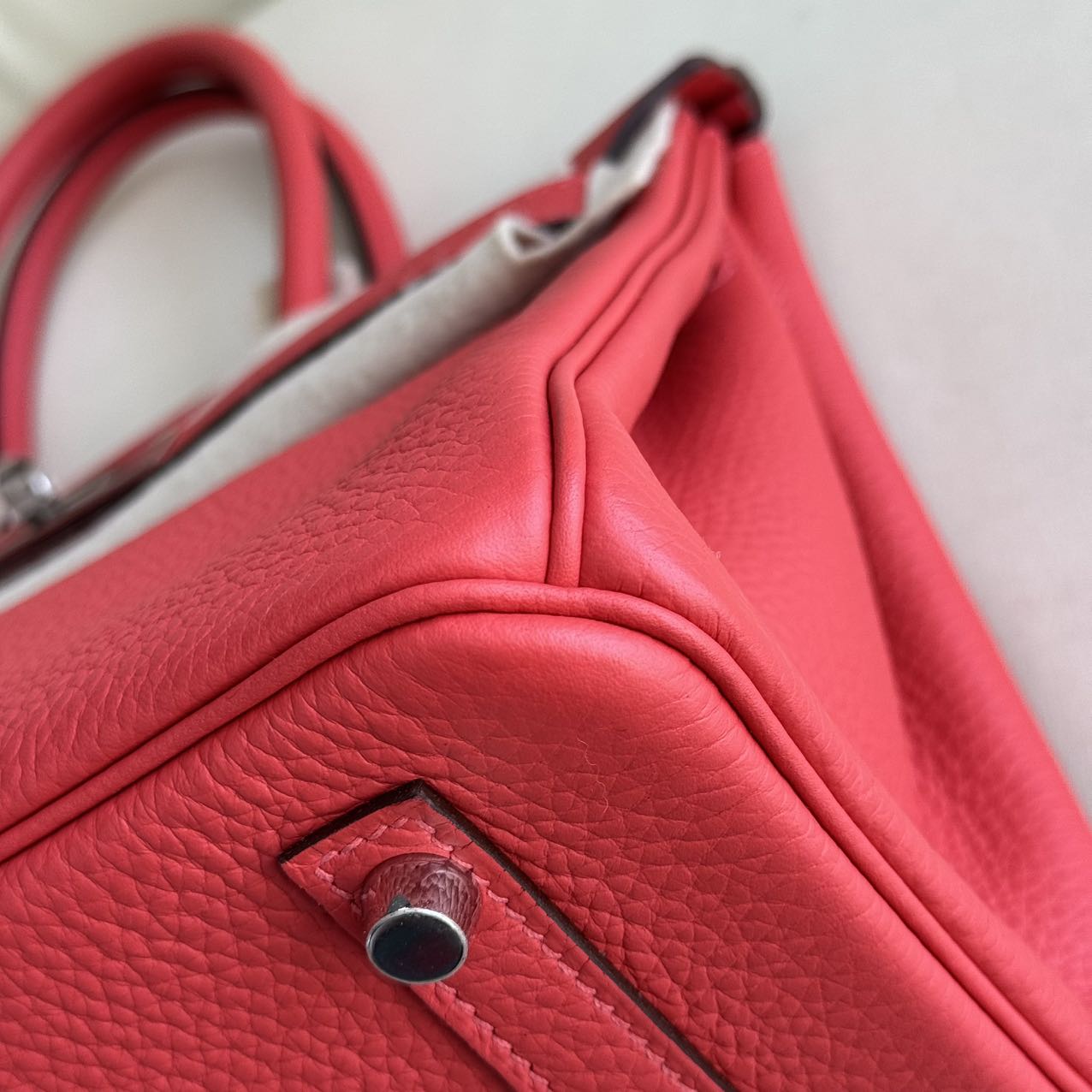 Pre-owned Certified Hermes Birkin 30 Rouge Pivoine 2R Togo Silver Hardware, 2015 (T), w/ Dust bag, lock&key