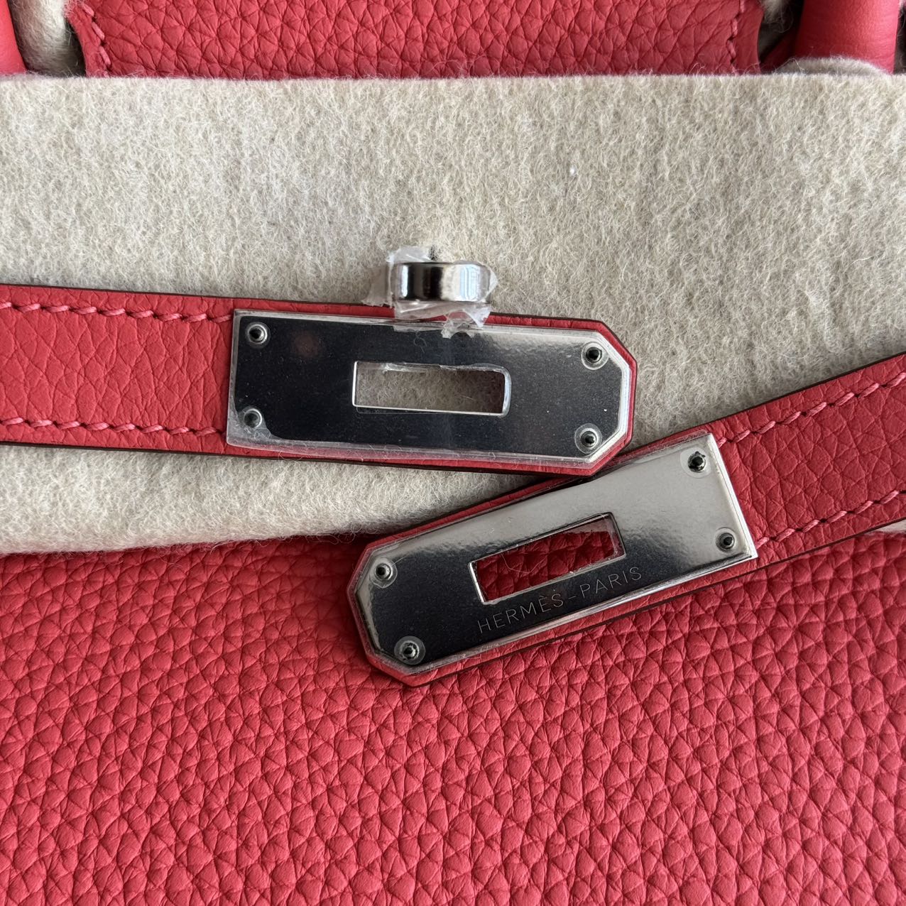 Pre-owned Certified Hermes Birkin 30 Rouge Pivoine 2R Togo Silver Hardware, 2015 (T), w/ Dust bag, lock&key