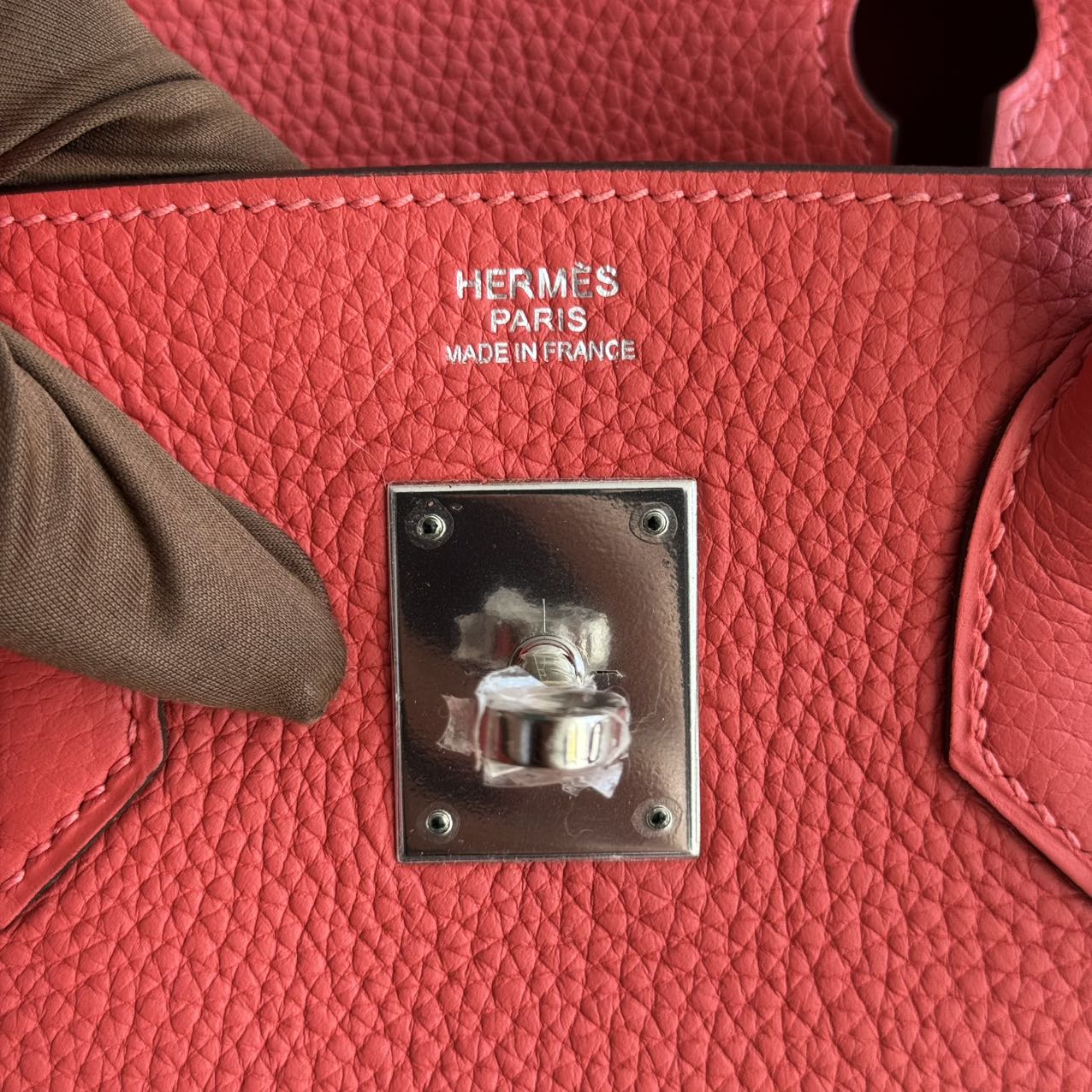 Pre-owned Certified Hermes Birkin 30 Rouge Pivoine 2R Togo Silver Hardware, 2015 (T), w/ Dust bag, lock&key