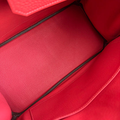 Pre-owned Certified Hermes Birkin 30 Rouge Pivoine 2R Togo Silver Hardware, 2015 (T), w/ Dust bag, lock&key